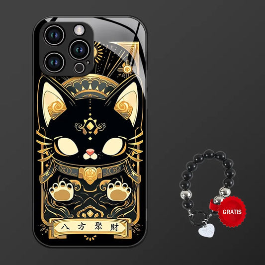 Original 🐈︎schwarze Maneki-neko  Hülle für iPhone🎁Handyhänger kostenlos verschenken🎁20% Rabatt auf das Zweite✈️2 oder mehr: kostenloser Versand
