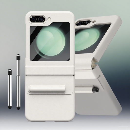 mit Stifthalter und integrierter Schutzfolie Hülle für Samsung Flip-Serie