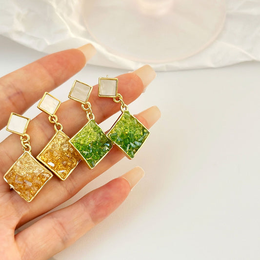 Grüne & Champagner Kristallohrringe mit Farbverlauf