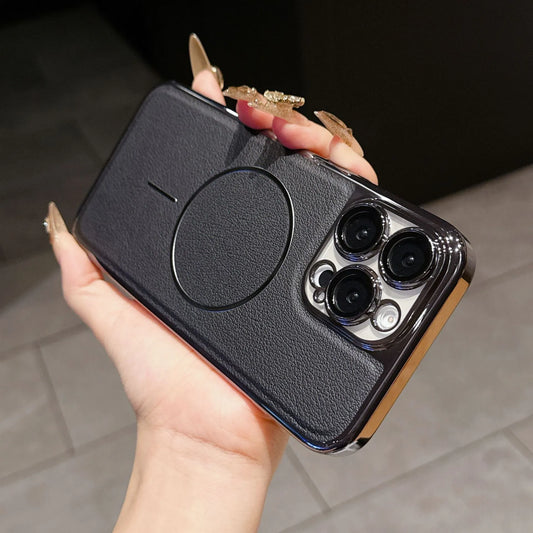 Leder Hautstruktur Magnetfunktion Hülle für iPhone