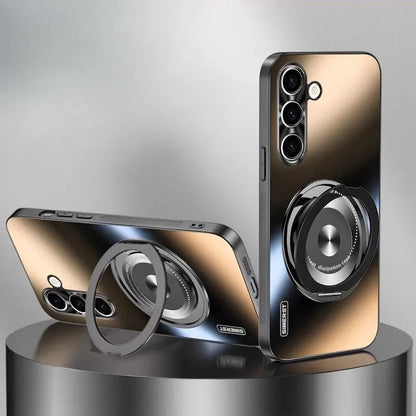 metallische matte Oberfläche - mit Handyhalter -Seiten mit wabenförmigen Kühllöchern  Hülle für Samsung S-Serie