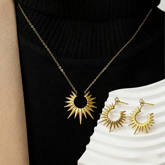 Sonnenglanz Ohrringe & Halskette Set | Strahlend Elegant & Vielseitig ✨