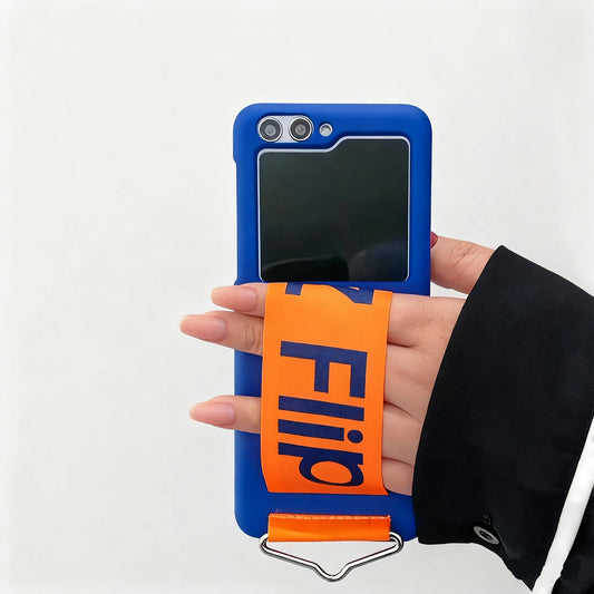 Zweifarbiges Patchwork - Faltbares Armband Hülle für Samsung Flip-Serie