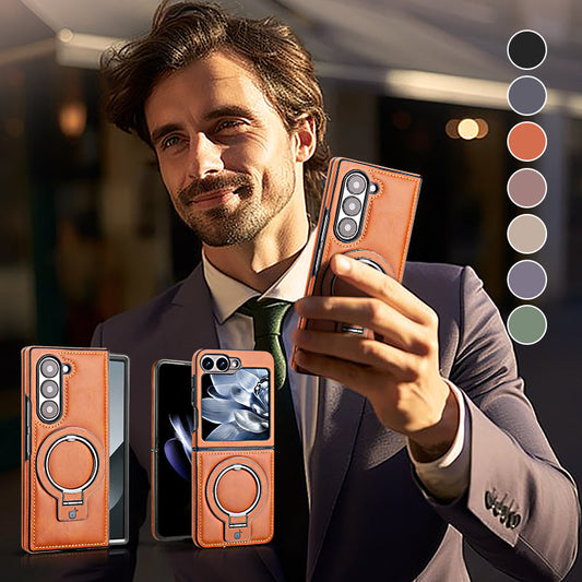 Luxuriöse Business-Hülle aus PU-Leder mit Magnetverschluss und Ständer für Samsung Flip-Serie und für Fold-Serie