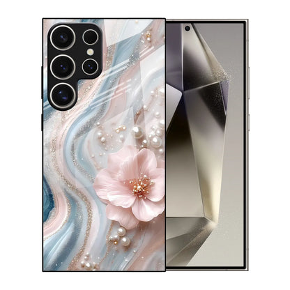 Weiße Blume Glas Hülle für Samsung S-Serie