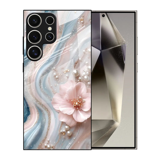 Weiße Blume Glas Hülle für Samsung S-Serie