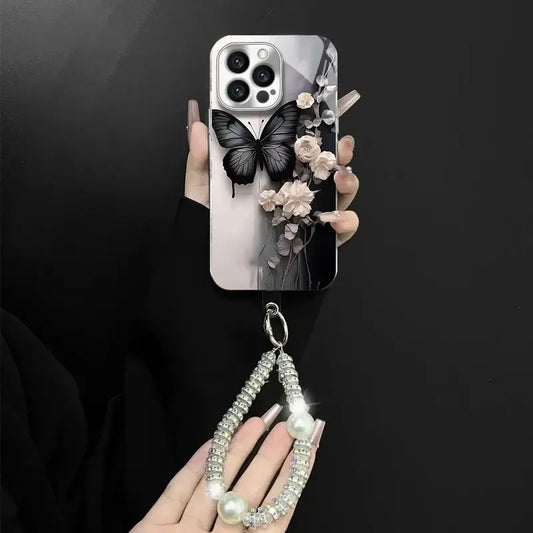 Retro-Schmetterling in Schwarz  Hülle für iPhone