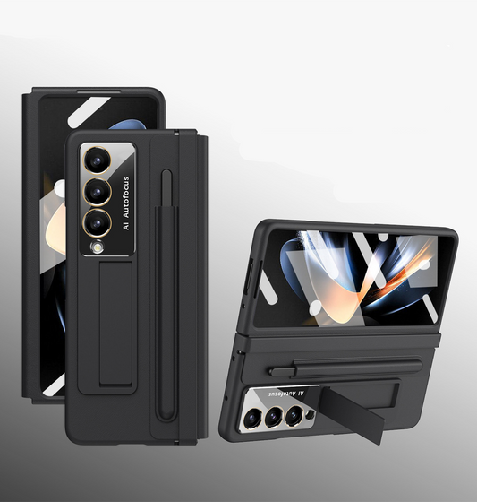 mit Stifthalter und integrierter Schutzfolie Hülle für Samsung Fold-Serie