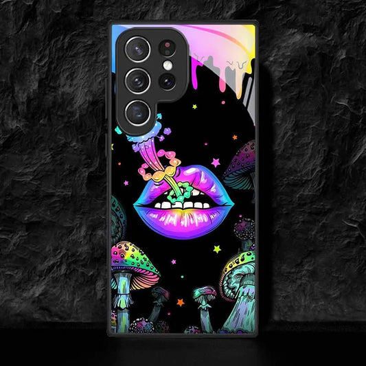 Farbig Lippen Glas Hülle für Samsung S-Serie