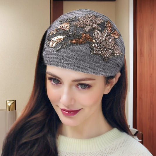 Mode-Breiter Stoff-Haarreif mit Blumenstickerei