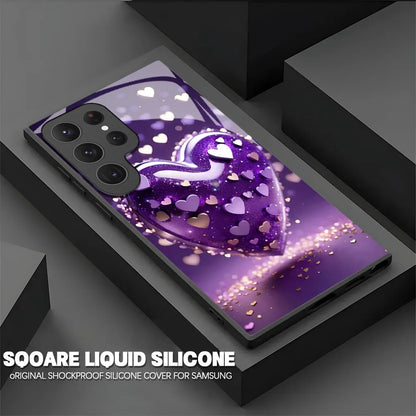 Violett Herzform Glas Hülle für Samsung S-Serie