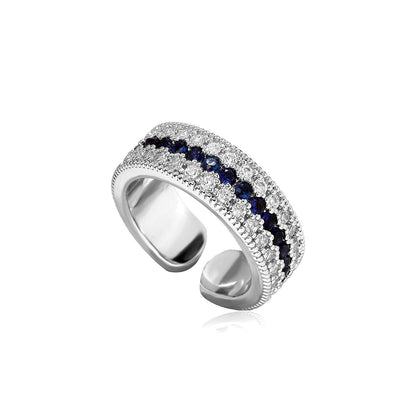 Diamantring im Vintage-Stil mit blauem Zirkonia-Pavé