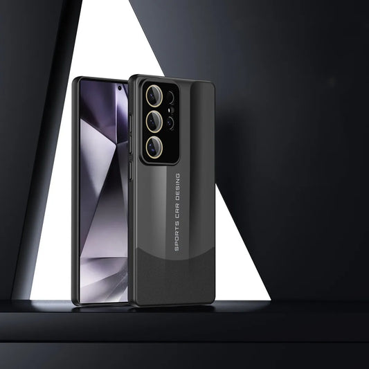 Stoßfest - Schmutzabweisend -Kombination aus mattem Material und Leder Hülle für Samsung S-Serie