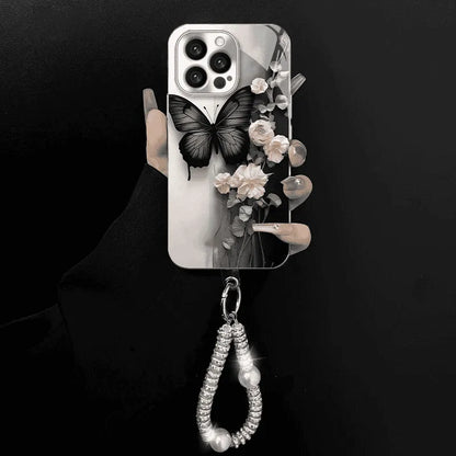 Retro-Schmetterling in Schwarz  Hülle für iPhone