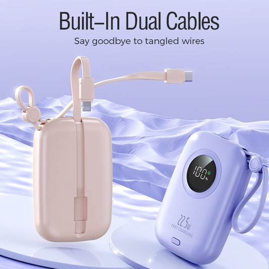 22,5 W Super-Schnellladegerät mit integriertem Kabel, 20.000 mAh