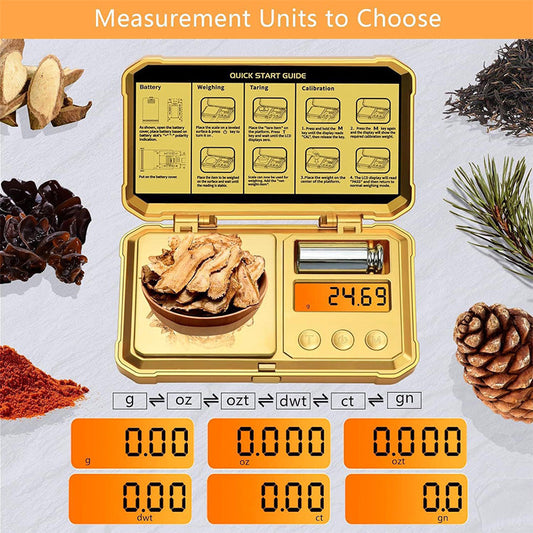 Digitale Milligrammwaage, 50 g x 0,001 g, Schmuckwaage mit Kalibriergewichten, Kräuterwaage, tragbare Taschenwaage für Kaffee, Backen, Goldpulver