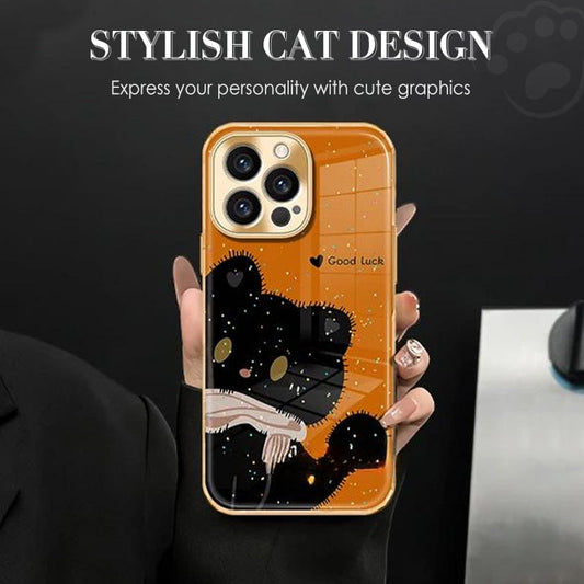 Sparkling Cat Pattern Phone Case
